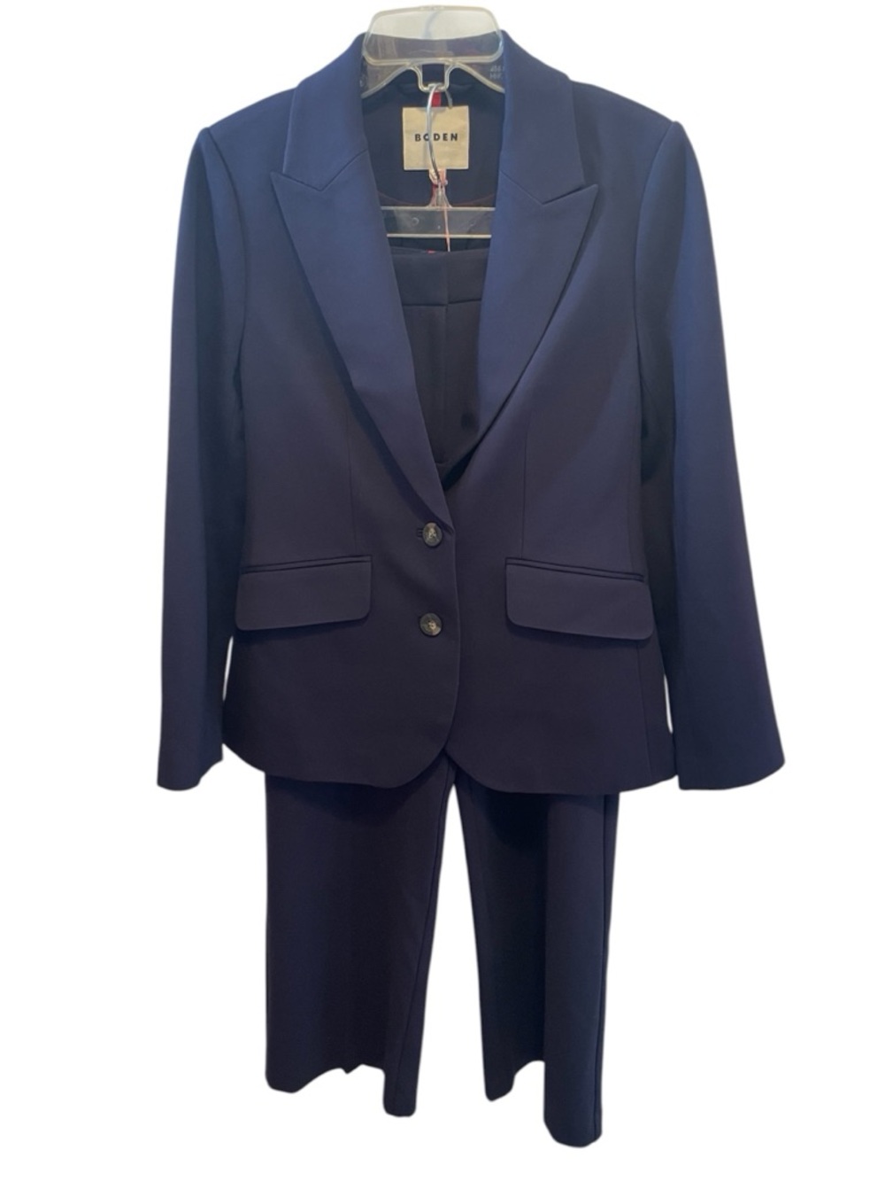 Boden Navy Women's Two-Piece Suit Blazer & Wide leg Trousers